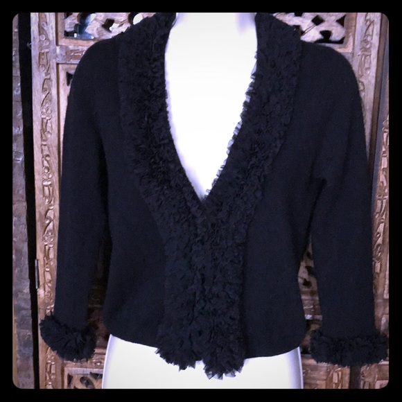 robbi & nikki knitted top w/ruffle Sz XS black - Picture 2 of 11